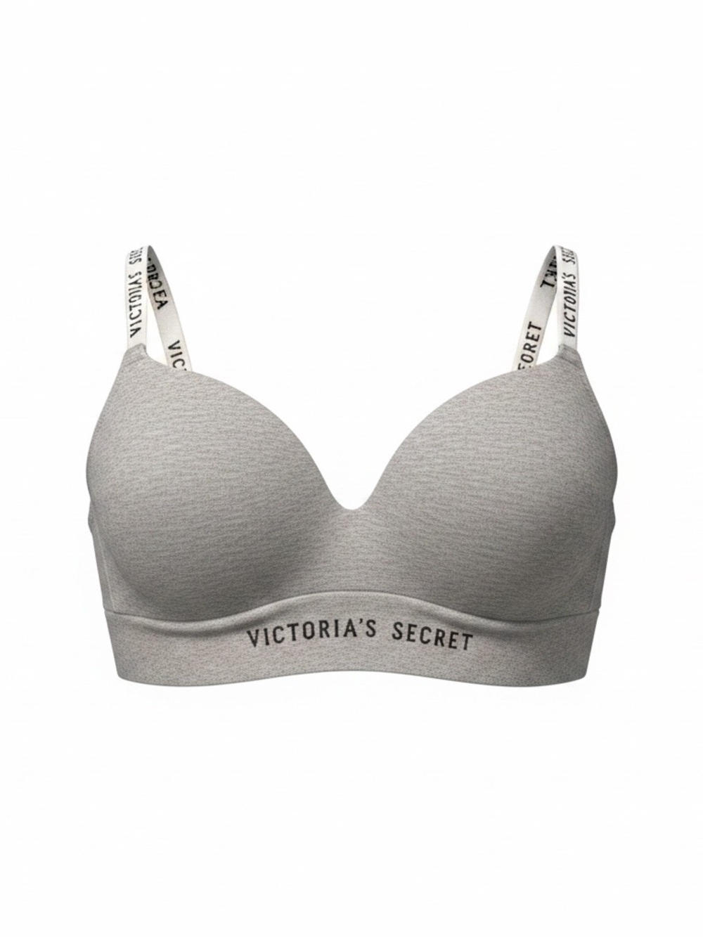 Victoria's Secret Padded Bralette Womens Medium Gray Logo Straps NWT